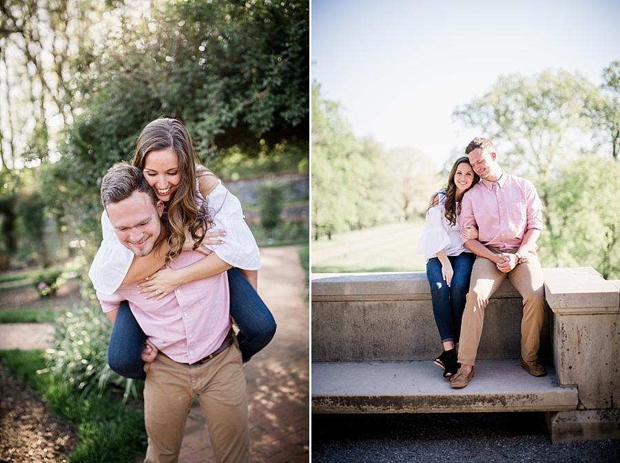 Piggy back at this Biltmore Engagement by Knoxville Wedding Photographer, Amanda May Photos.