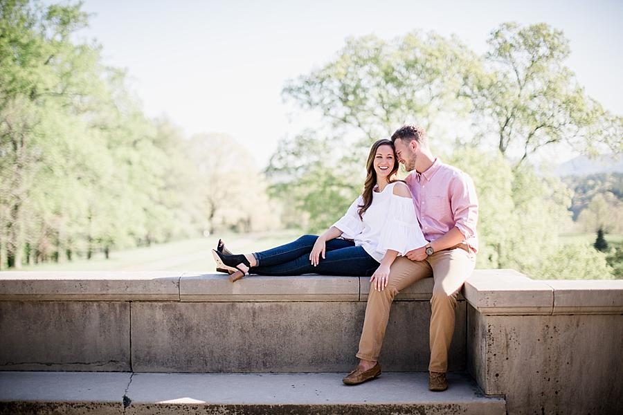 Hand on knee at this Biltmore Engagement by Knoxville Wedding Photographer, Amanda May Photos.