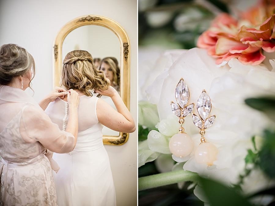 Earrings at this Southern Railway Station Wedding by Knoxville Wedding Photographer, Amanda May Photos.