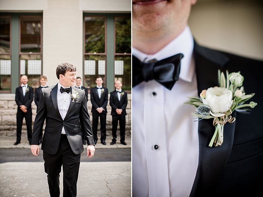 Boutonniere at this Southern Railway Station Wedding by Knoxville Wedding Photographer, Amanda May Photos.