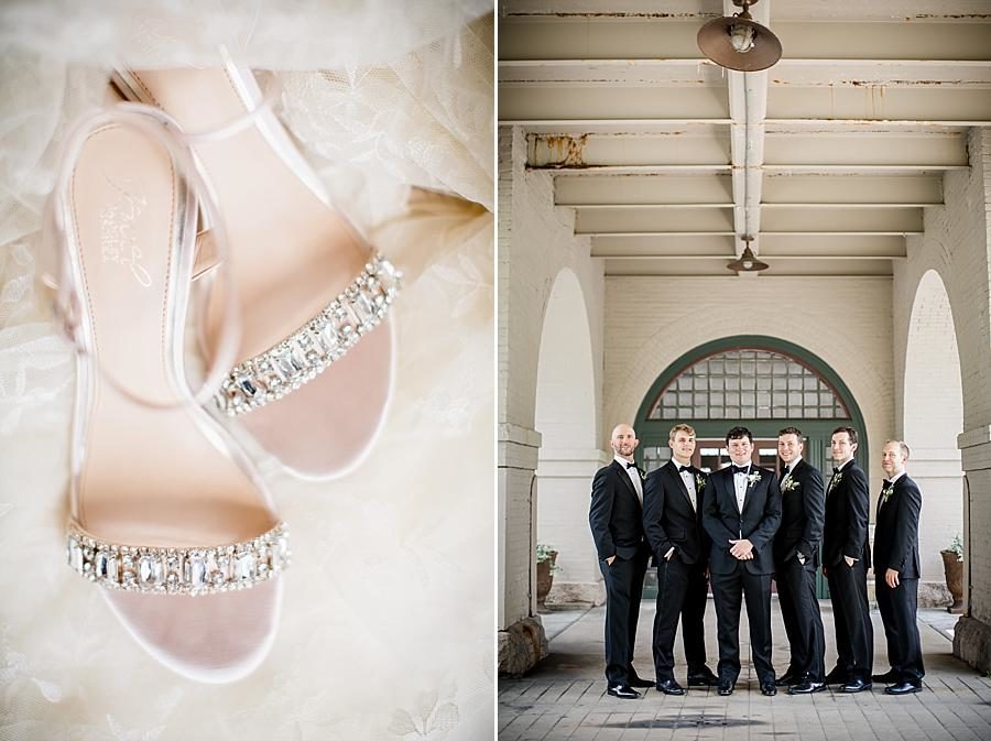 Crystal strap shoes at this Southern Railway Station Wedding by Knoxville Wedding Photographer, Amanda May Photos.