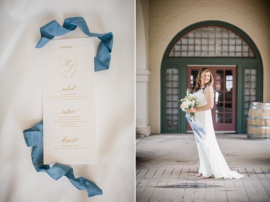 Dinner menu at this Southern Railway Station Wedding by Knoxville Wedding Photographer, Amanda May Photos.