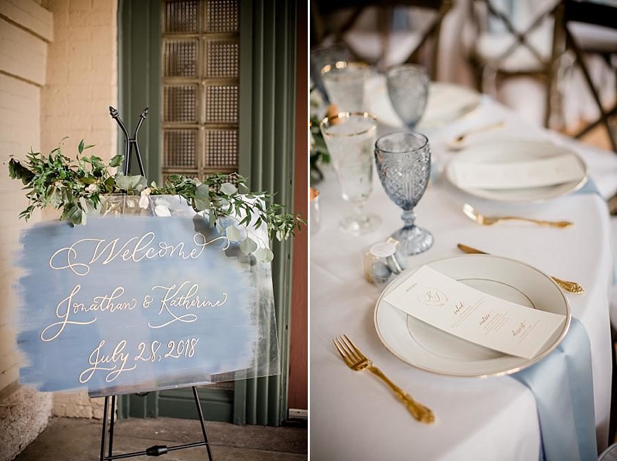 Reception sign at this Southern Railway Station Wedding by Knoxville Wedding Photographer, Amanda May Photos.