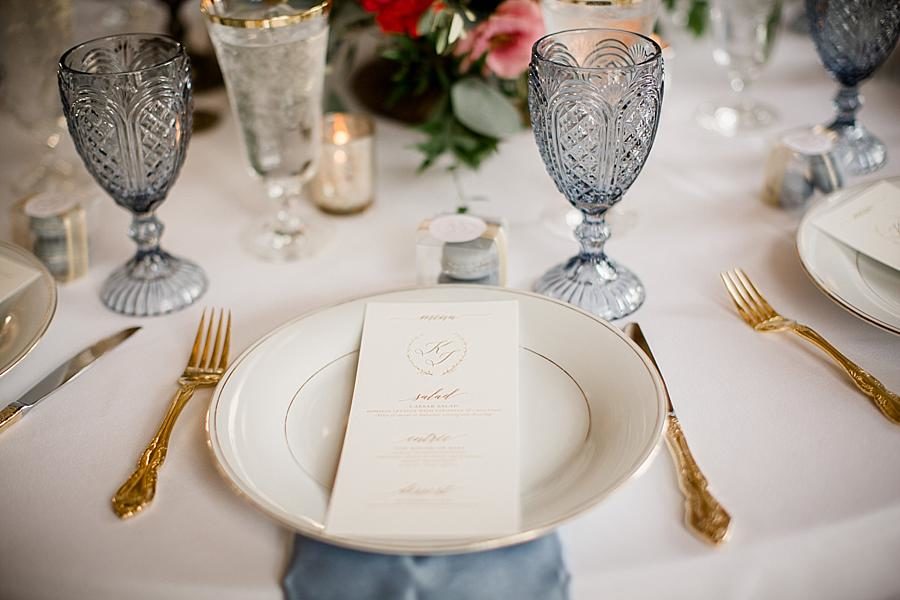 Gold silverware at this Southern Railway Station Wedding by Knoxville Wedding Photographer, Amanda May Photos.