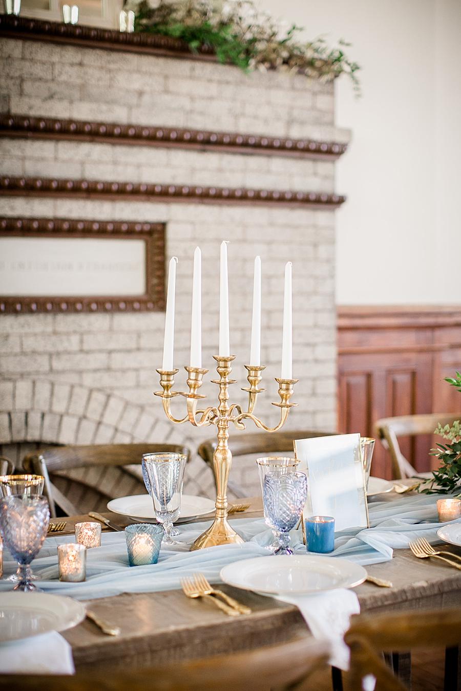 White candles at this Southern Railway Station Wedding by Knoxville Wedding Photographer, Amanda May Photos.