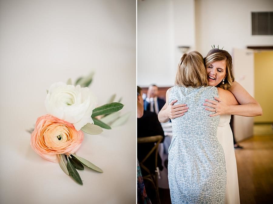 Hair flower detail at this Southern Railway Station Wedding by Knoxville Wedding Photographer, Amanda May Photos.