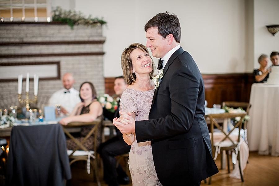 Mother son dance at this Southern Railway Station Wedding by Knoxville Wedding Photographer, Amanda May Photos.