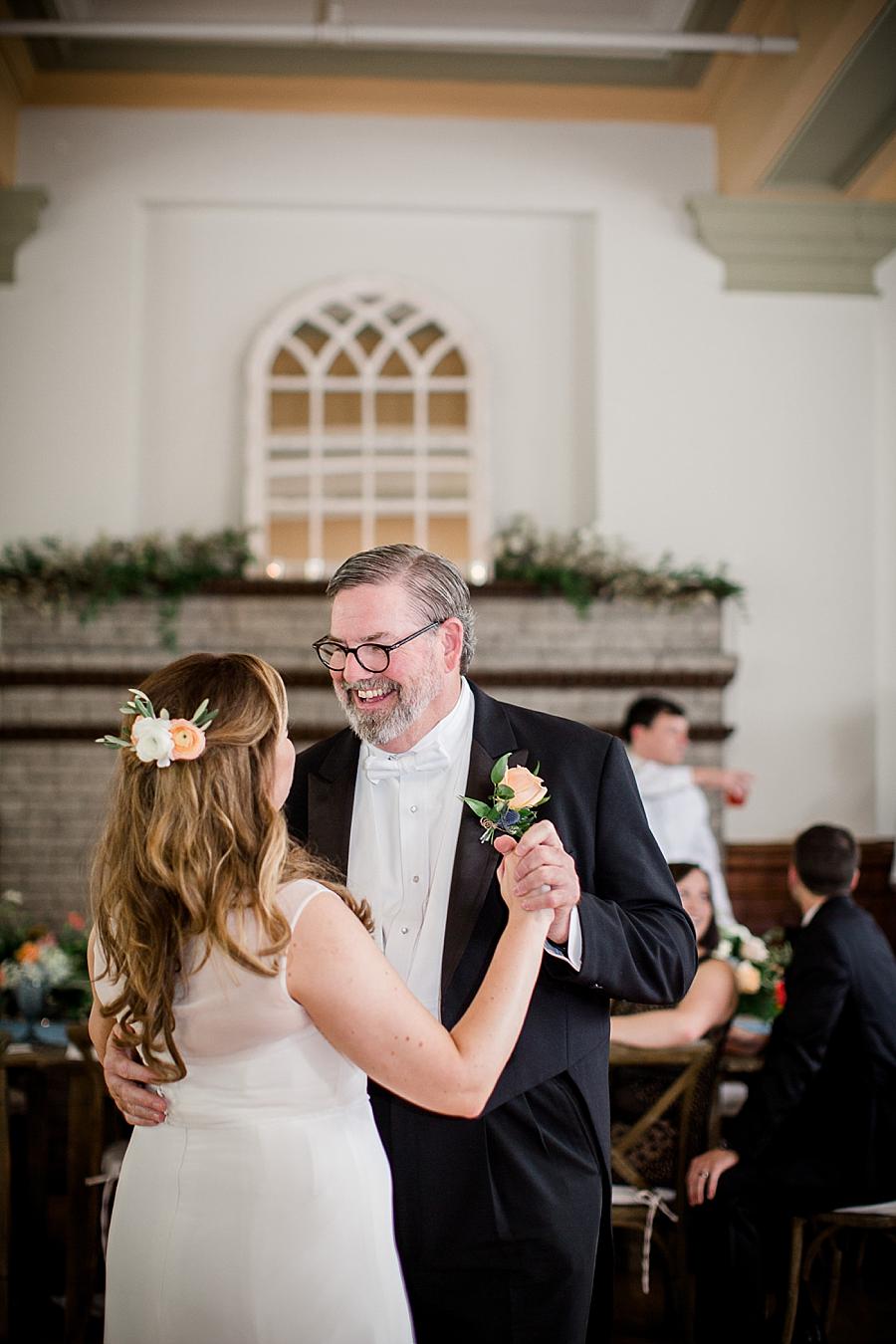 Father daughter dance at this Southern Railway Station Wedding by Knoxville Wedding Photographer, Amanda May Photos.