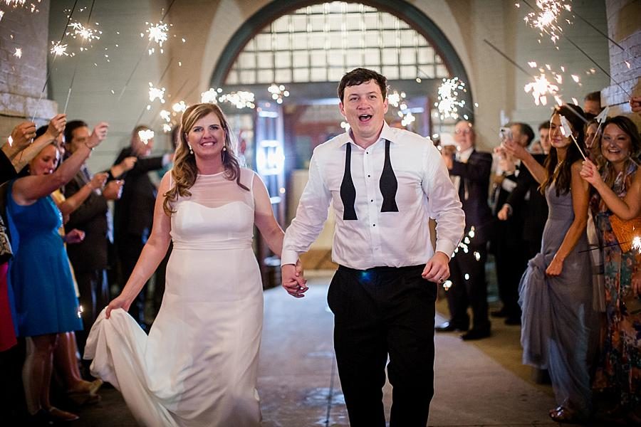 Sparkler exit at this Southern Railway Station Wedding by Knoxville Wedding Photographer, Amanda May Photos.