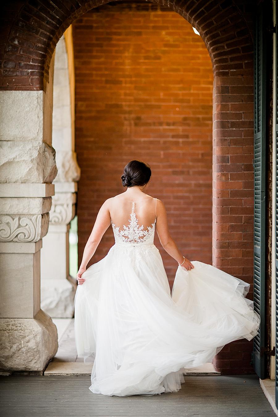 Twirling the bridal gown at this Historic Westwood Bridal Session by Knoxville Wedding Photographer, Amanda May Photos.