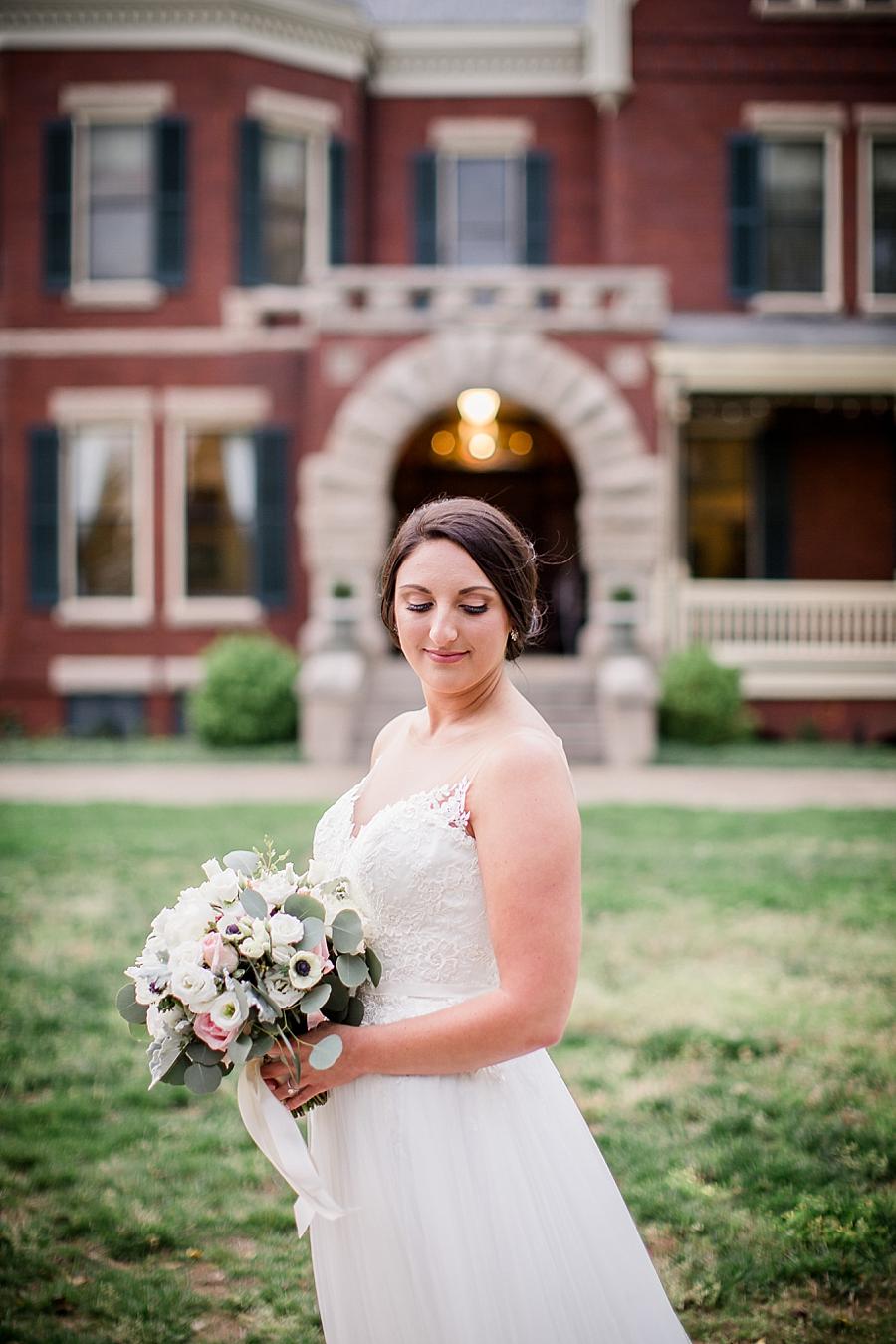 In front of the mansion at this Historic Westwood Bridal Session by Knoxville Wedding Photographer, Amanda May Photos.