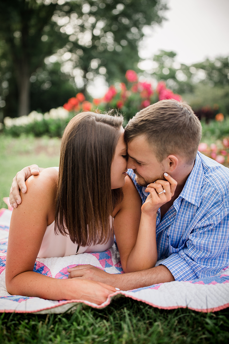 Inches from kiss at this Estate of Grace engagement session by Knoxville Wedding Photographer, Amanda May Photos.