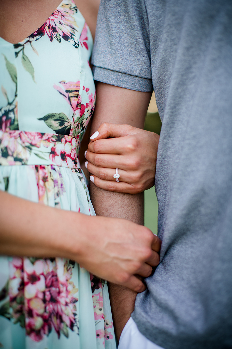 Close up of arms with ring at this Estate of Grace engagement session by Knoxville Wedding Photographer, Amanda May Photos.