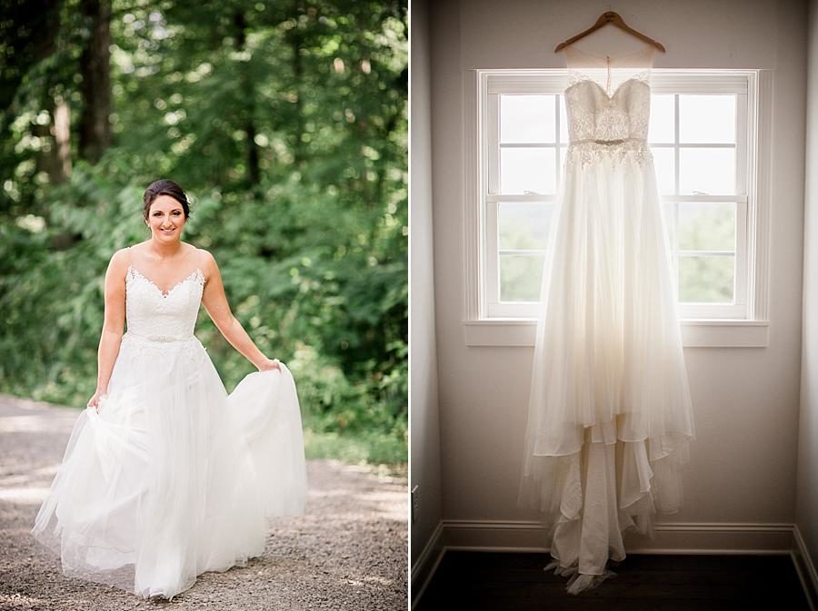 Gown hanging in the window at this Estate of Grace Wedding by Knoxville Wedding Photographer, Amanda May Photos.
