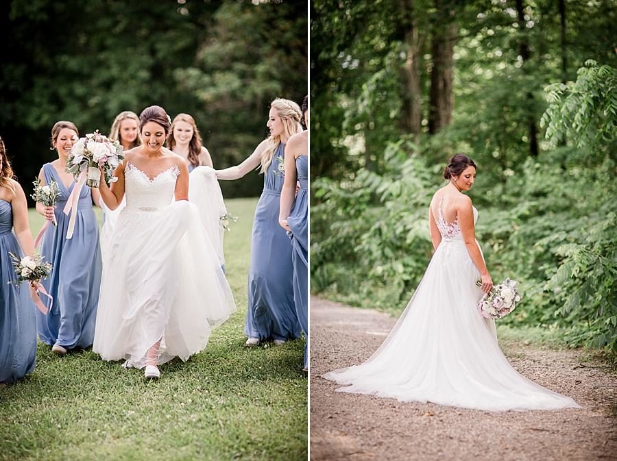 Holding the dress up at this Estate of Grace Wedding by Knoxville Wedding Photographer, Amanda May Photos.