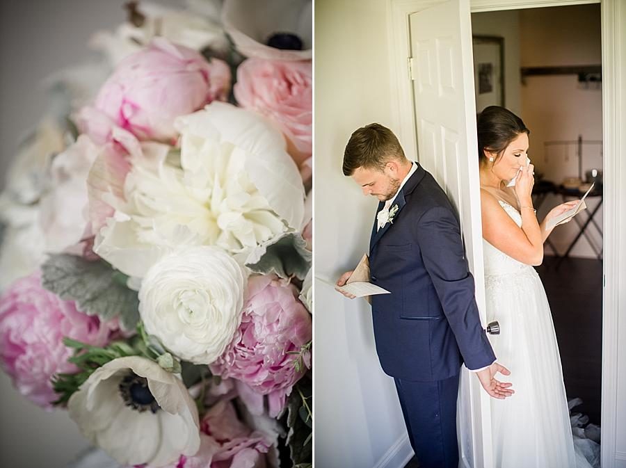Reading letters at this Estate of Grace Wedding by Knoxville Wedding Photographer, Amanda May Photos.