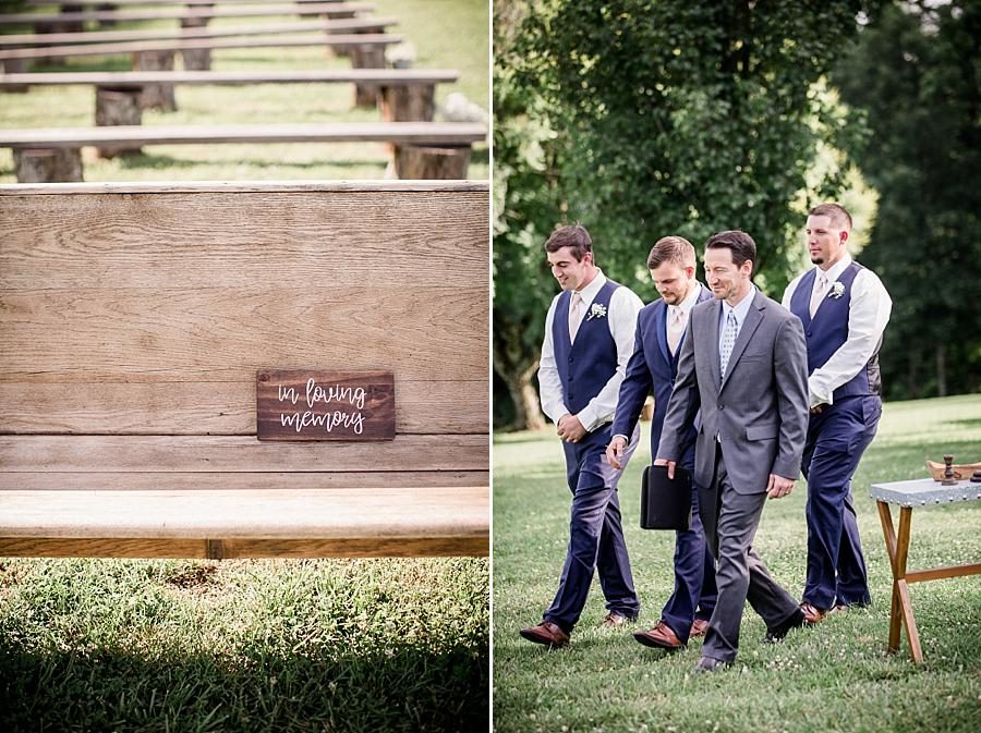 In loving memory pew at this Estate of Grace Wedding by Knoxville Wedding Photographer, Amanda May Photos.