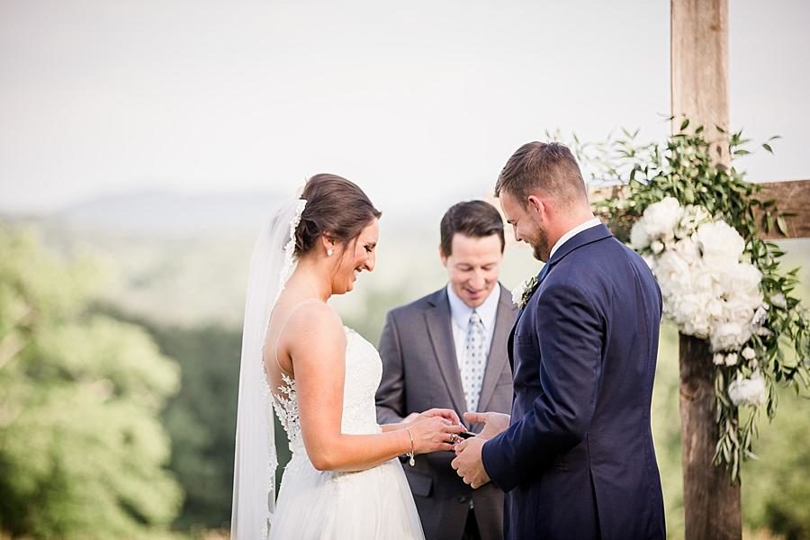 Exchanging rings at this Estate of Grace Wedding by Knoxville Wedding Photographer, Amanda May Photos.