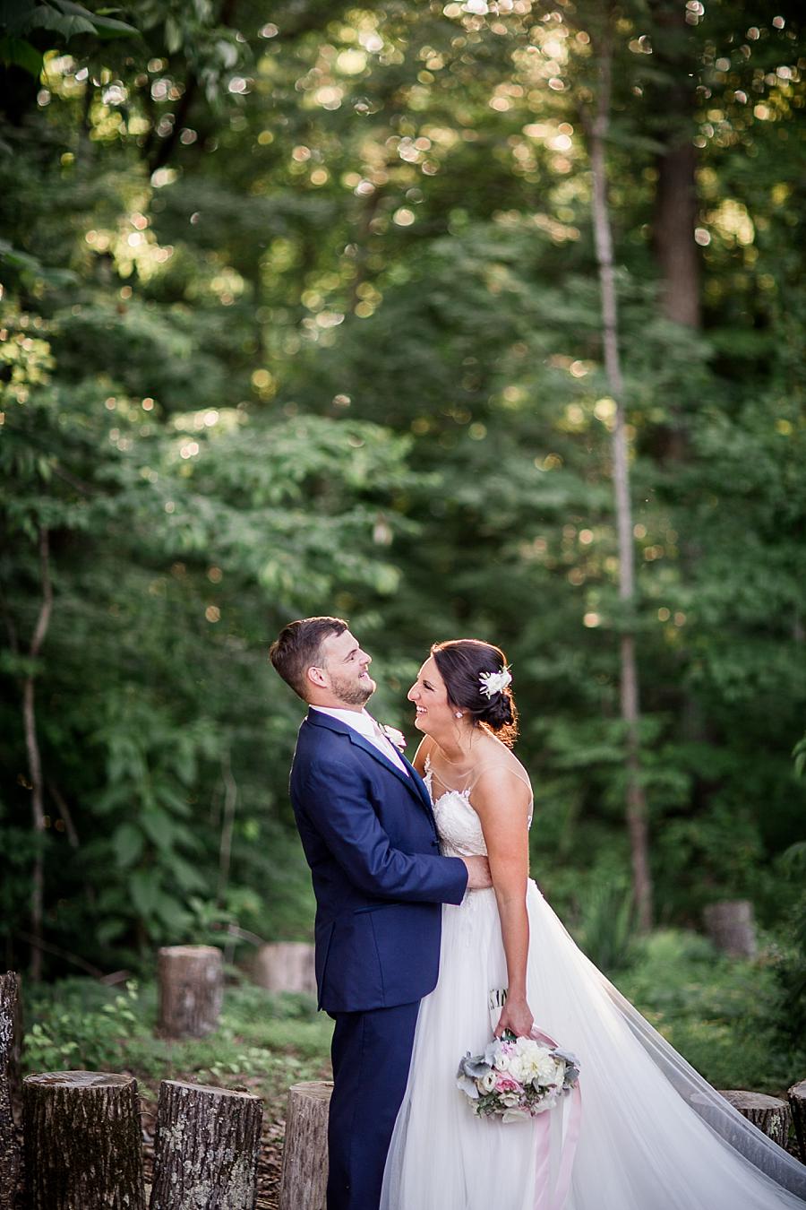 Laughing together at this Estate of Grace Wedding by Knoxville Wedding Photographer, Amanda May Photos.