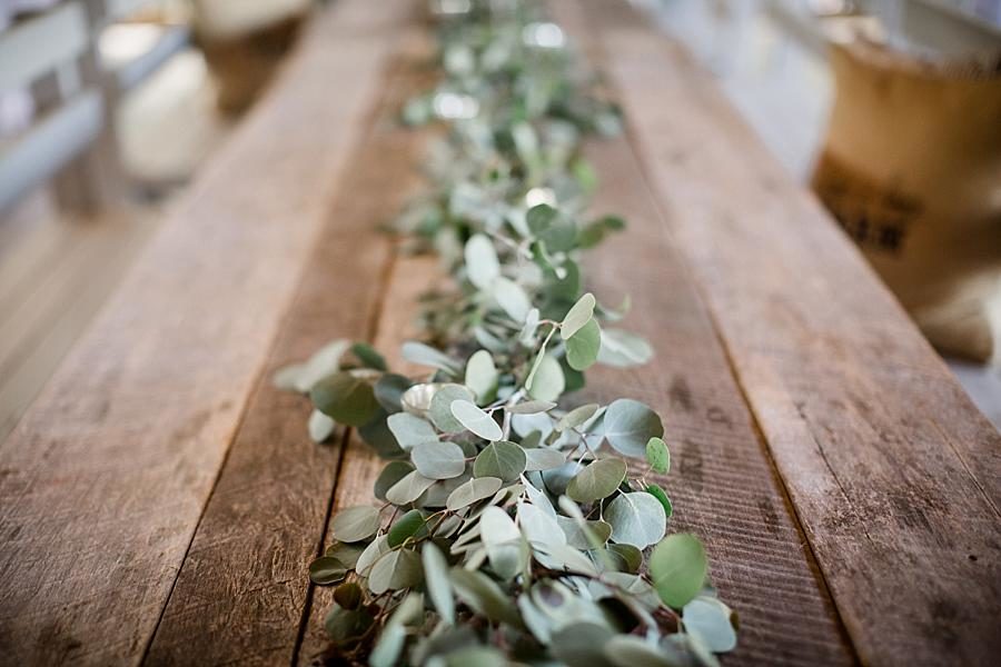 Sage table runner at this Estate of Grace Wedding by Knoxville Wedding Photographer, Amanda May Photos.