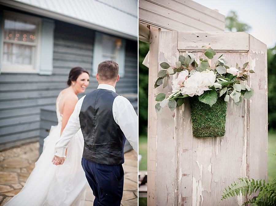 Moss bouquet holder at this Estate of Grace Wedding by Knoxville Wedding Photographer, Amanda May Photos.