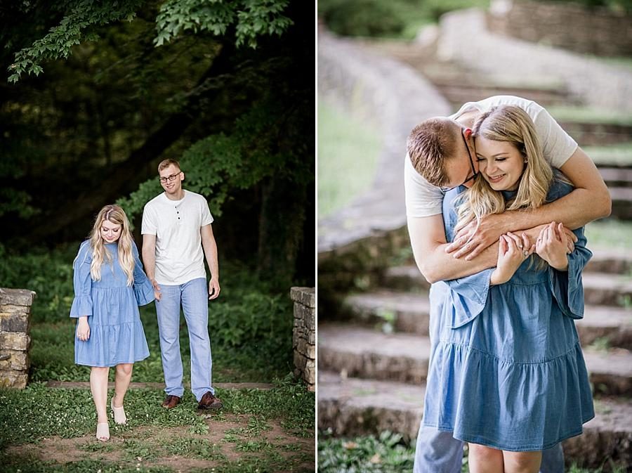 Leading him down the path at this Percy Warner Engagement Session by Knoxville Wedding Photographer, Amanda May Photos.