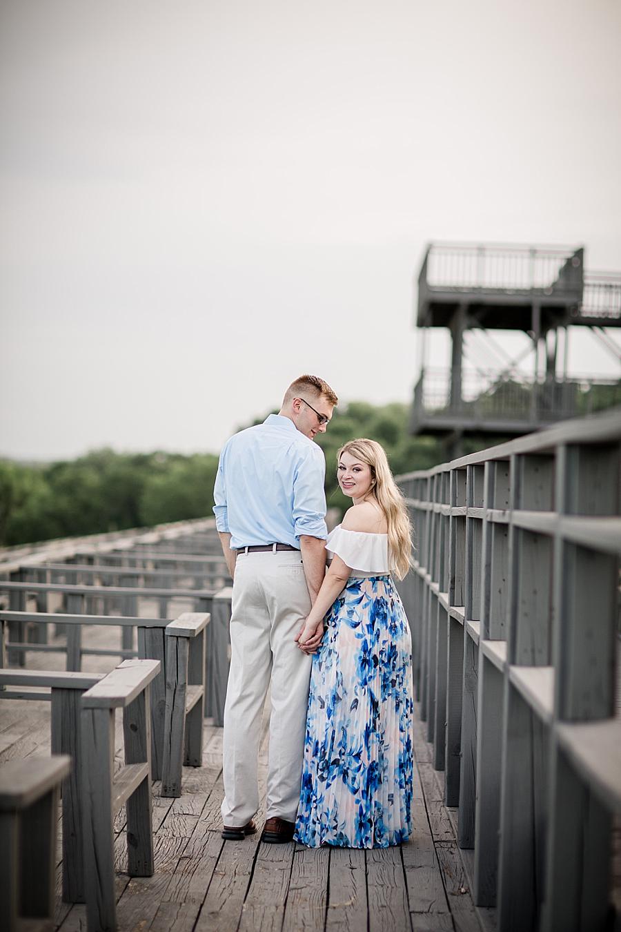 Floral dress at this Percy Warner Engagement Session by Knoxville Wedding Photographer, Amanda May Photos.