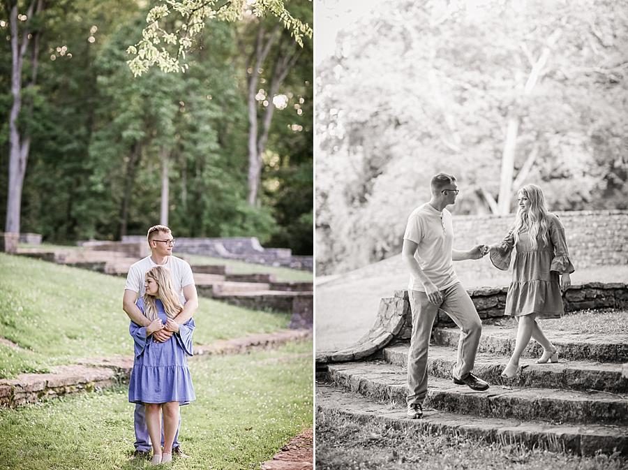 Blue dress at this Percy Warner Engagement Session by Knoxville Wedding Photographer, Amanda May Photos.