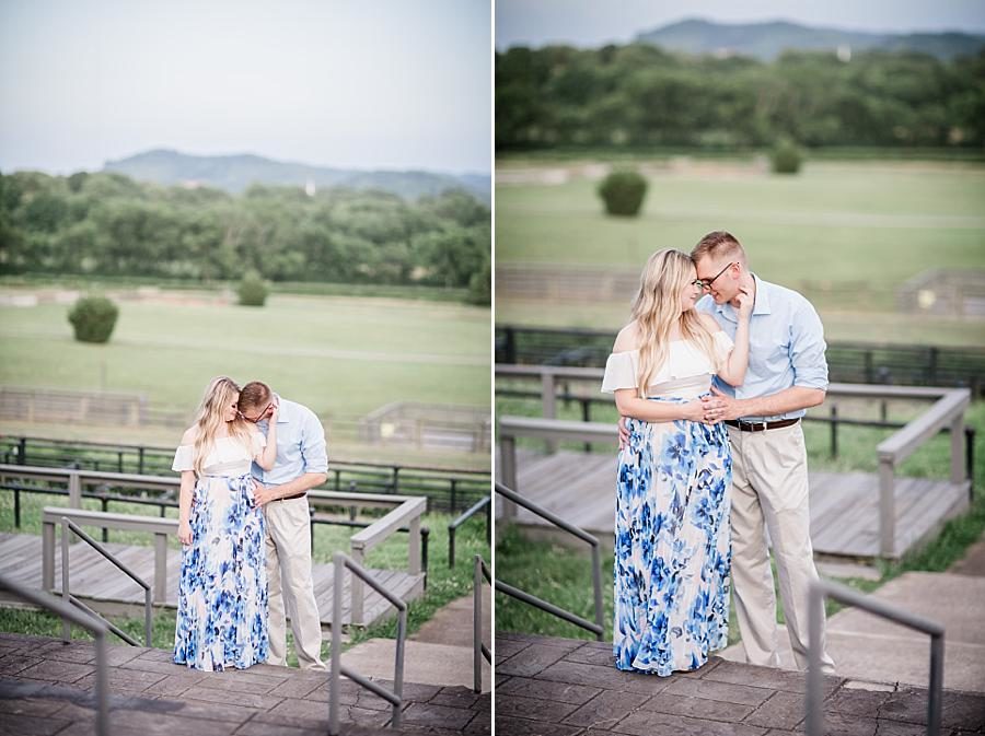In front of the horse pasture at this Percy Warner Engagement Session by Knoxville Wedding Photographer, Amanda May Photos.