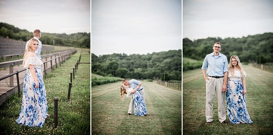 Dip kiss at this Percy Warner Engagement Session by Knoxville Wedding Photographer, Amanda May Photos.