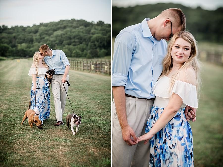 Walking the dogs at this Percy Warner Engagement Session by Knoxville Wedding Photographer, Amanda May Photos.
