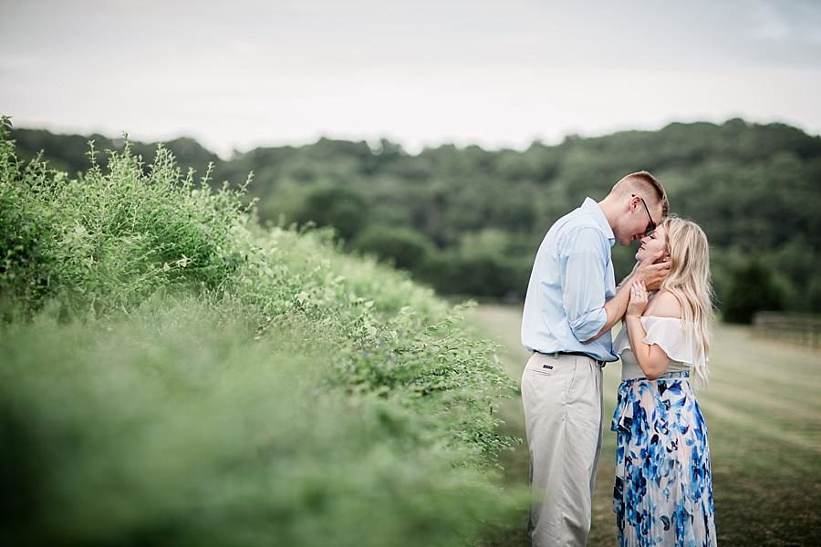 Almost kissing at this Percy Warner Engagement Session by Knoxville Wedding Photographer, Amanda May Photos.