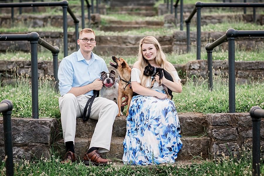 Sitting with the pups at this Percy Warner Engagement Session by Knoxville Wedding Photographer, Amanda May Photos.