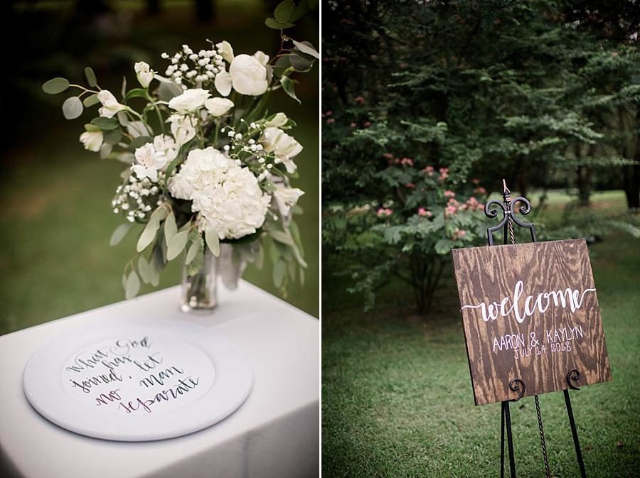 Welcome sign at this Cheval Manor Wedding by Knoxville Wedding Photographer, Amanda May Photos.