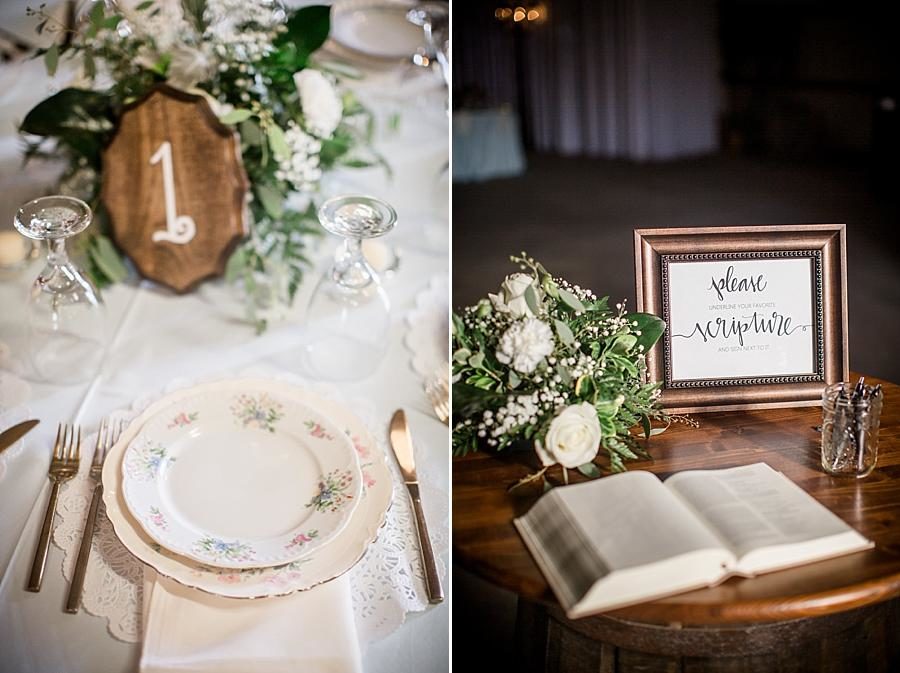 Bible guestbook at this Cheval Manor Wedding by Knoxville Wedding Photographer, Amanda May Photos.