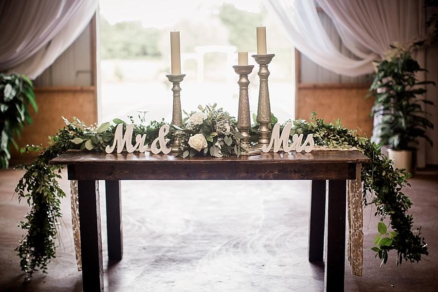 Mr. and Mrs. table at this Cheval Manor Wedding by Knoxville Wedding Photographer, Amanda May Photos.