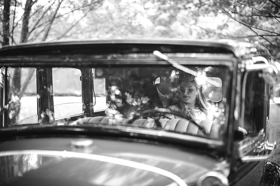 In the vintage car at this Cheval Manor Wedding by Knoxville Wedding Photographer, Amanda May Photos.