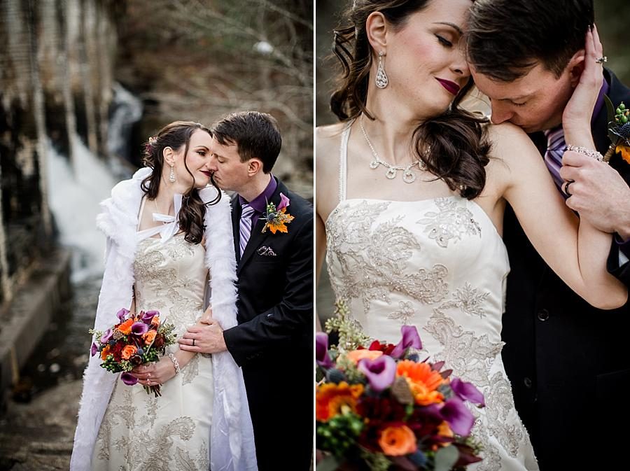 Kissing her from behind at this Cumberland Mountain State Park wedding by Knoxville Wedding Photographer, Amanda May Photos.
