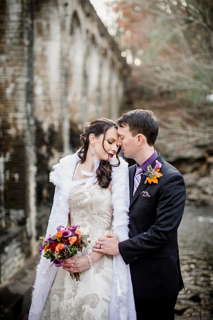 Foreheads together at this Cumberland Mountain State Park wedding by Knoxville Wedding Photographer, Amanda May Photos.