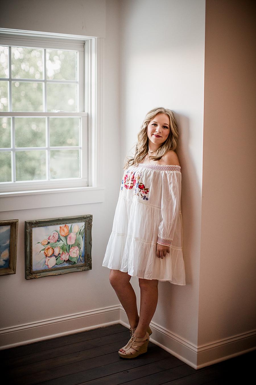 Off the shoulder dress at this Estate of Grace Senior Session by Knoxville Wedding Photographer, Amanda May Photos.
