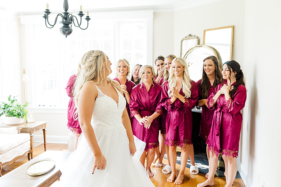 bridesmaids' first look at this kincaid house wedding