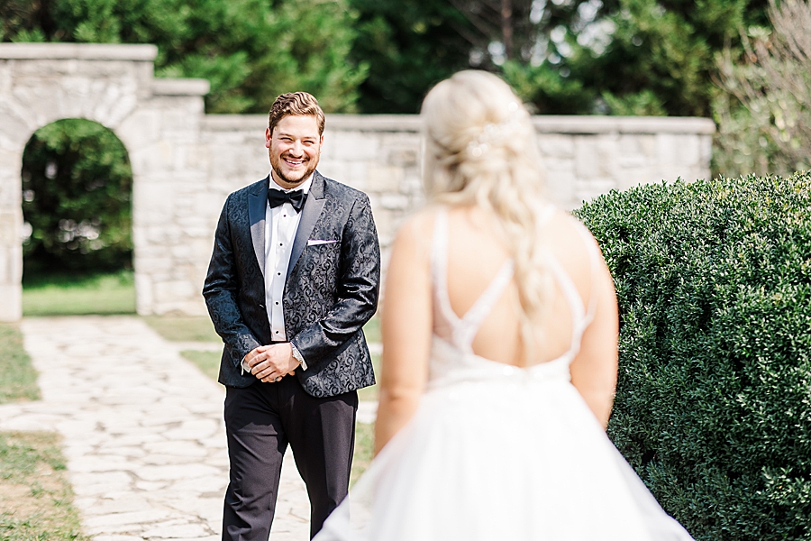 groom's reaction to bride at this kincaid house wedding