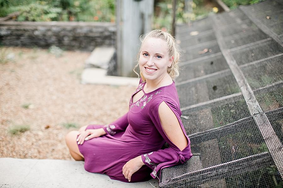 Cold shoulder dress at this Knoxville Senior by Knoxville Wedding Photographer, Amanda May Photos