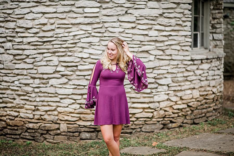 Fluffing hair at this Knoxville Senior by Knoxville Wedding Photographer, Amanda May Photos