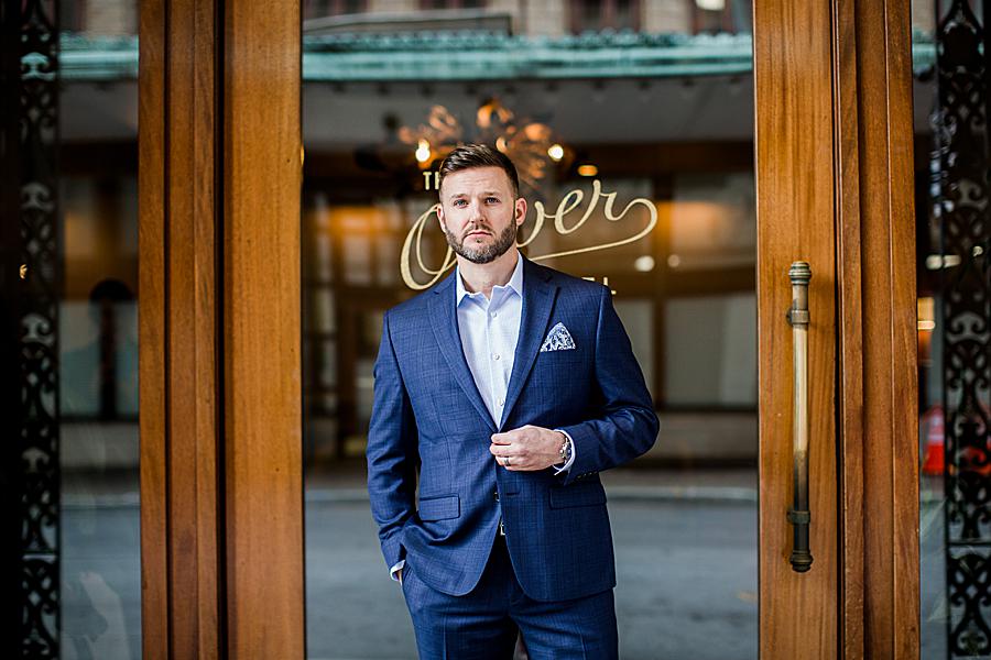 Groom portrait at this Knox County Courthouse Wedding by Knoxville Wedding Photographer, Amanda May Photos.