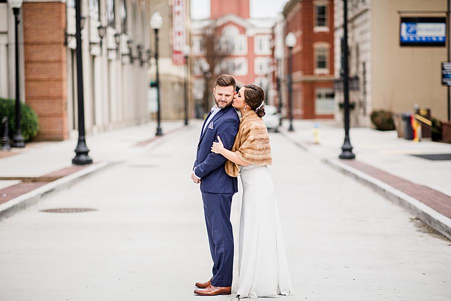 Bride and groom at this Knox County Courthouse Wedding by Knoxville Wedding Photographer, Amanda May Photos.
