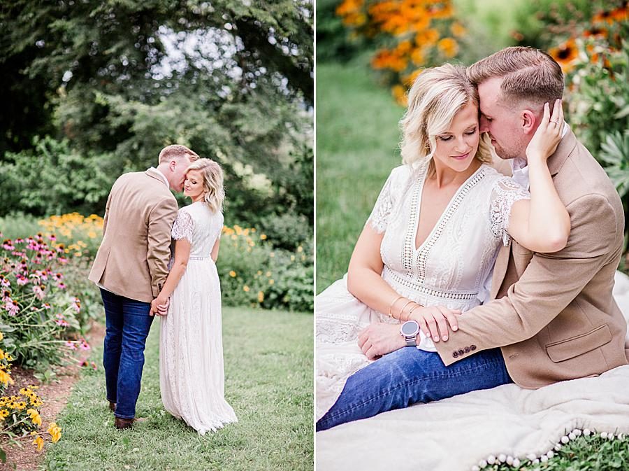 Neutral engagement session outfits at this Knoxville Botanical Gardens engagement by Knoxville Wedding Photographer, Amanda May Photos.