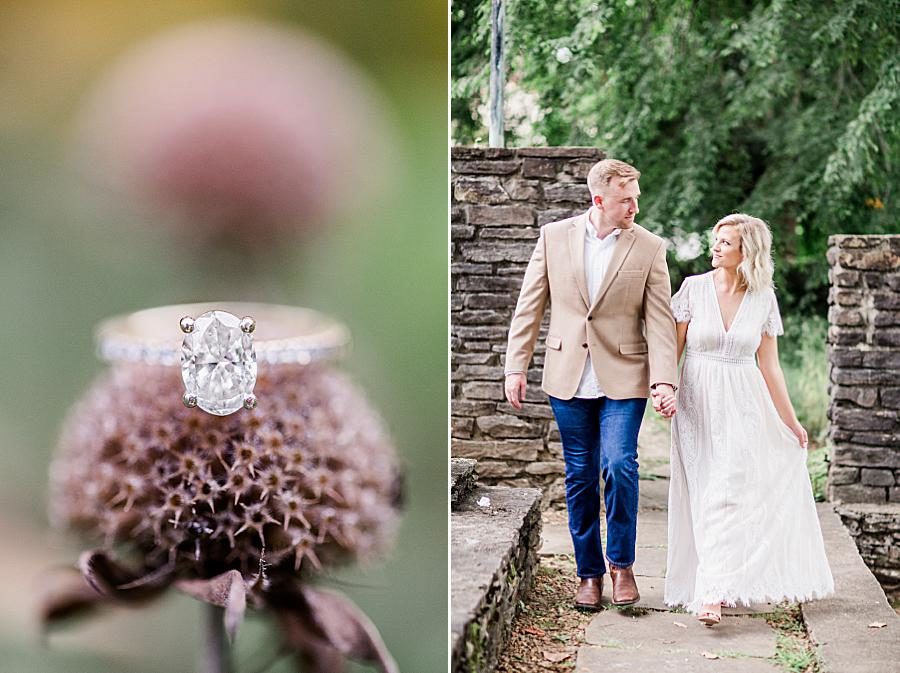 Engagement ring on spent flower by Knoxville Wedding Photographer, Amanda May Photos.