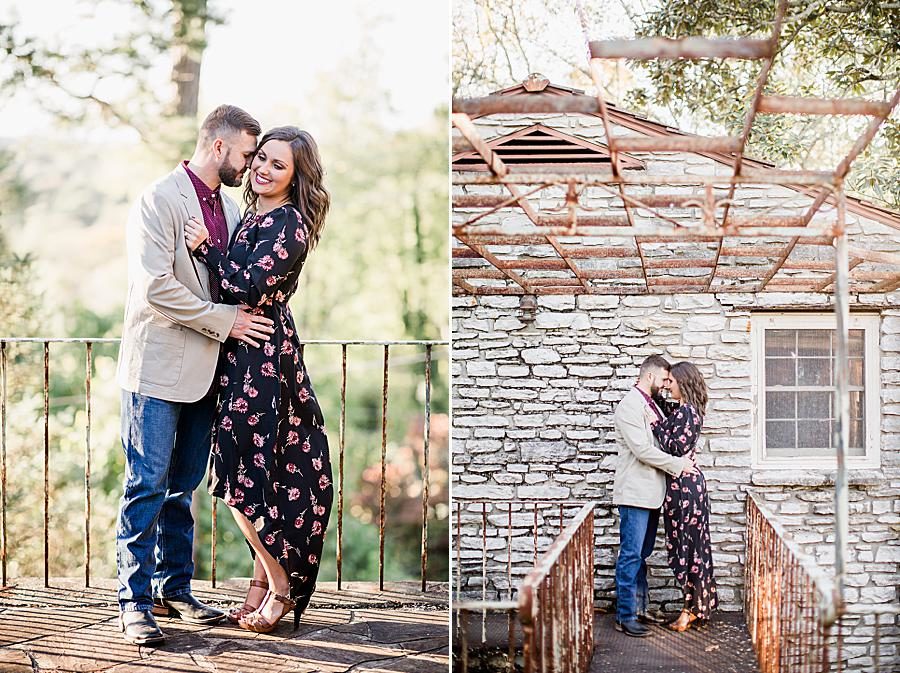 Arms around waist at this Knoxville Botanical Gardens Engagement by Knoxville Wedding Photographer, Amanda May Photos.