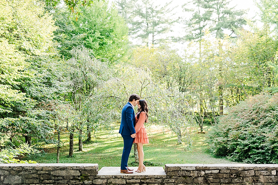 foreheads together at knoxville botanical garden engagement